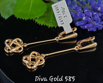 585 Gold earrings. 3.18gr