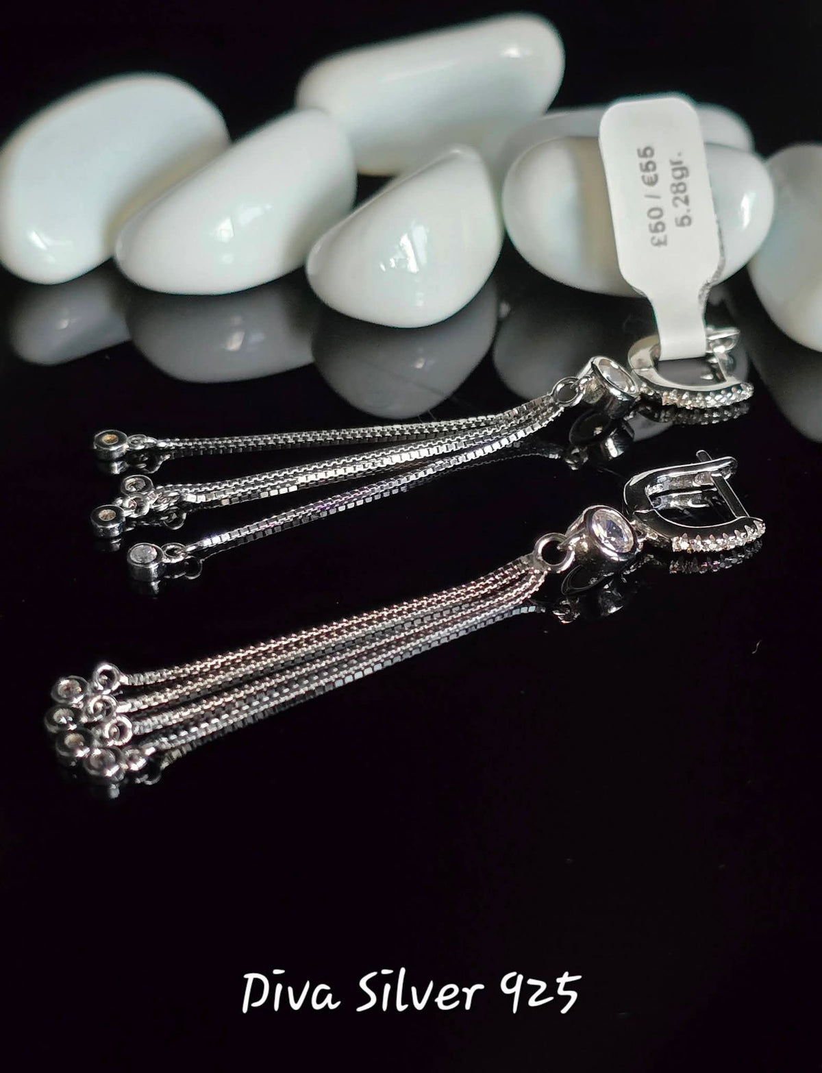 Sterling Silver Long Shining  Women Earrings