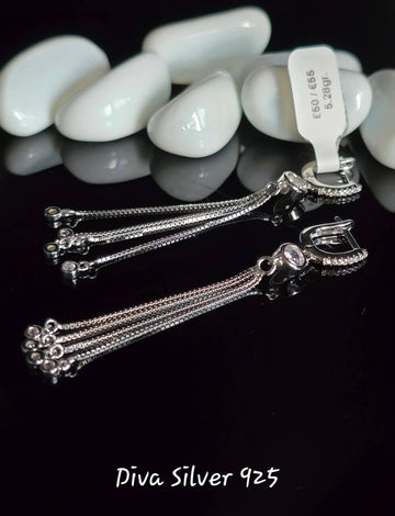 Sterling Silver Long Shining  Women Earrings