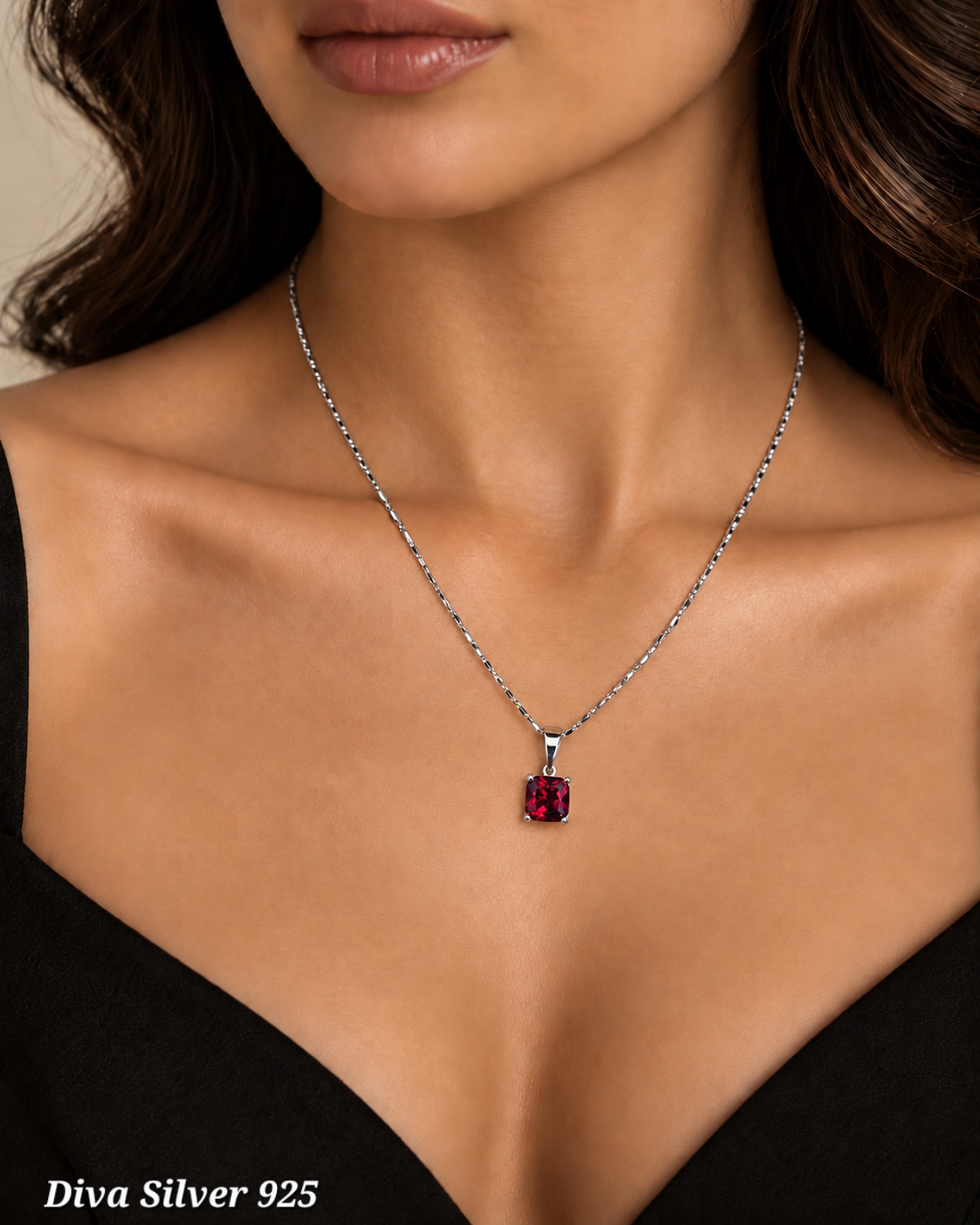 925 Sterling Red Cubic Pendant