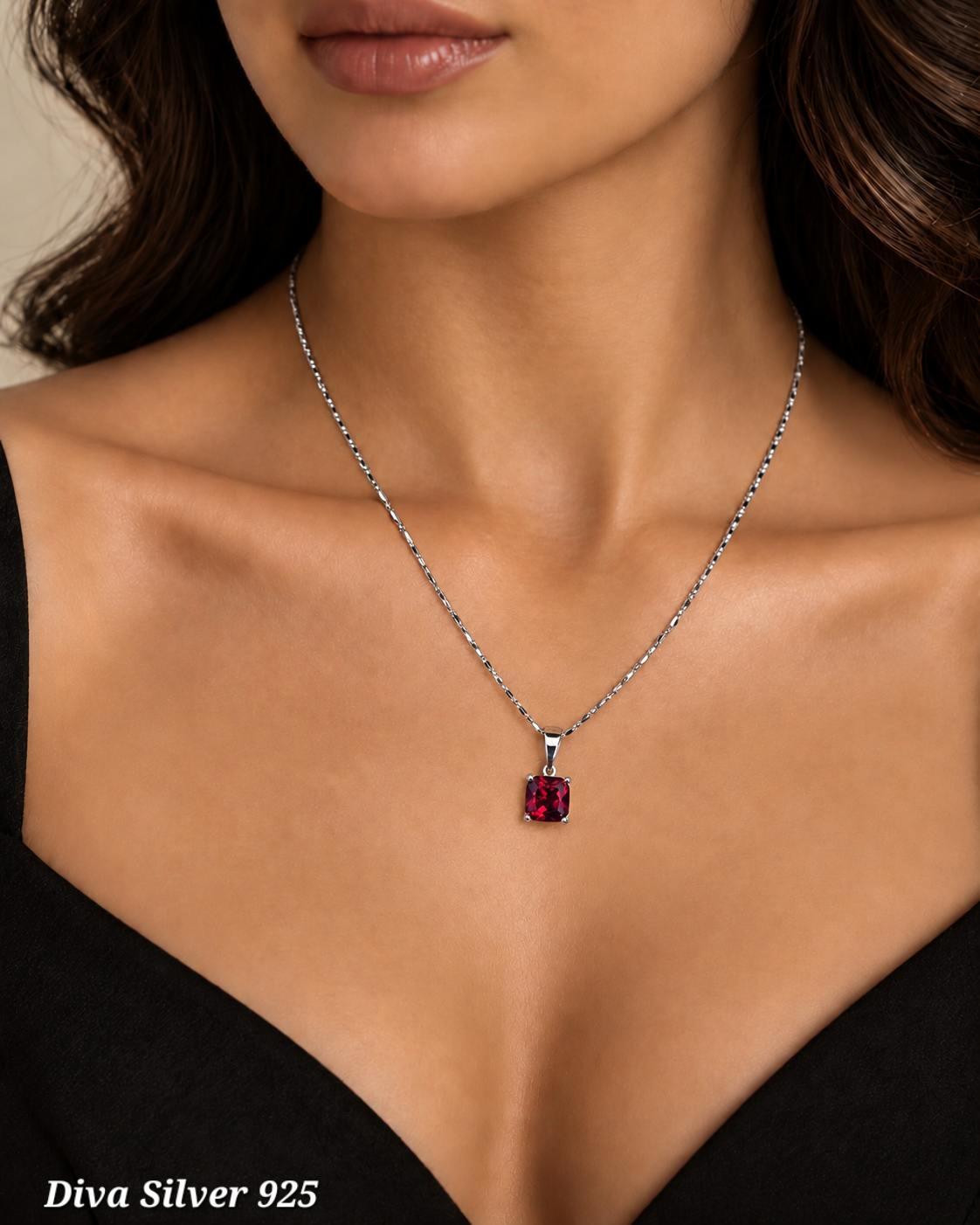 925 Sterling Red Cubic Pendant