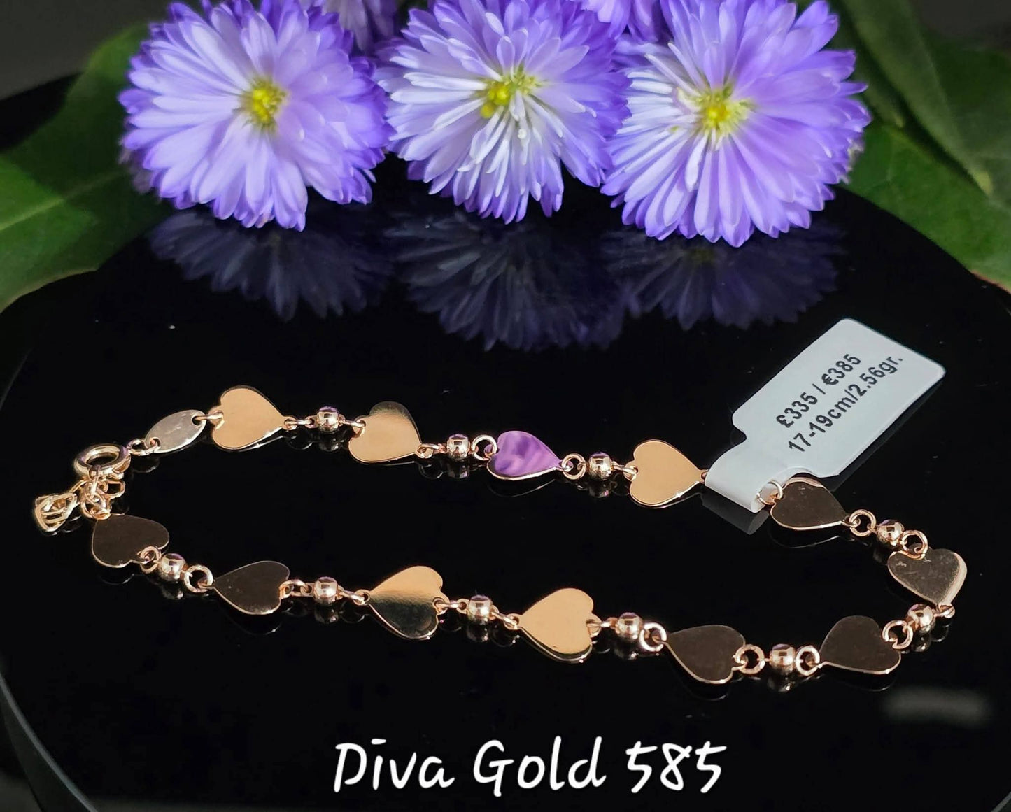 17-19cm Gold heart-shaped bracelet 585