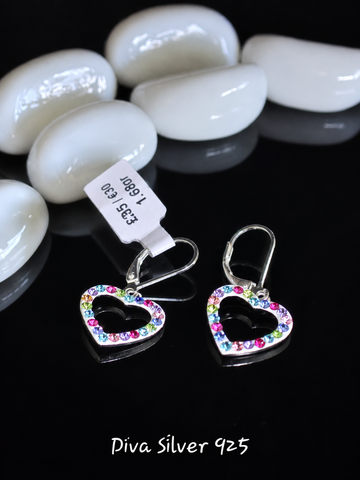 Sterling Silver Colorful Hearts Earrings