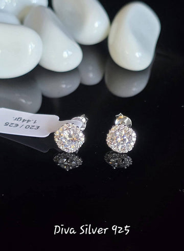 Sterling Silver Shining  Women Stud Earrings