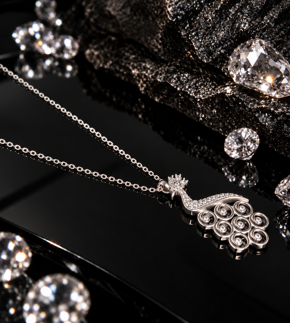 925 Sterling Silver Peacock Necklace with Pendant