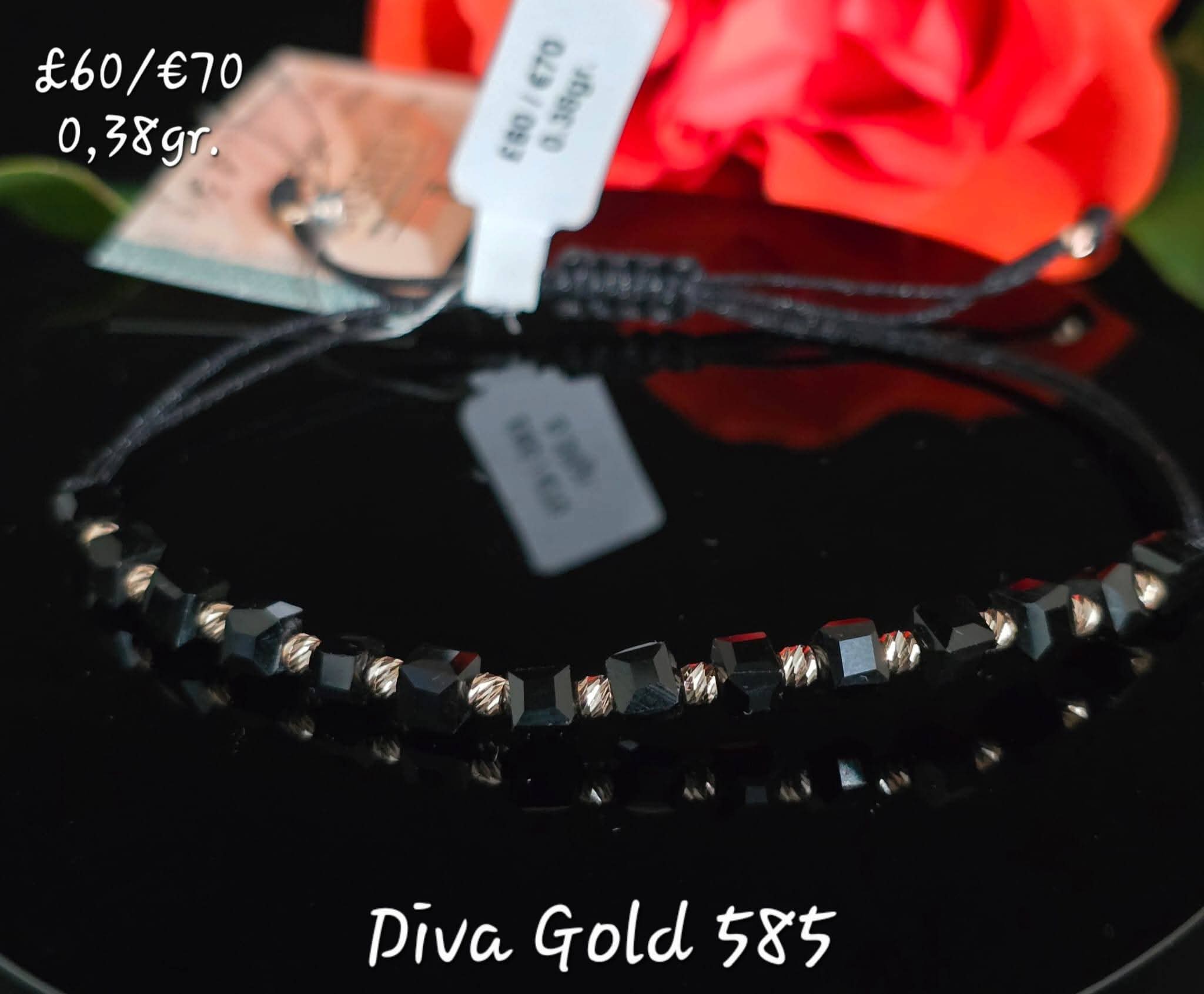 Black thread bracelets with 585 gold details