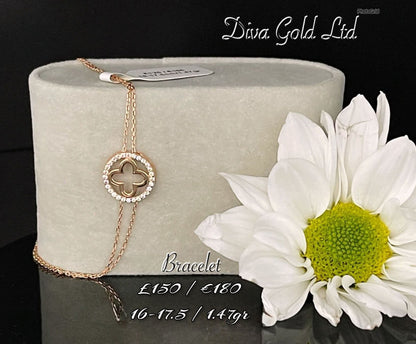 Gold blossom bracelet. 16-17.5cm