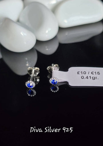 Sterling Silver Beauty Blue Stud Earrings for Kids