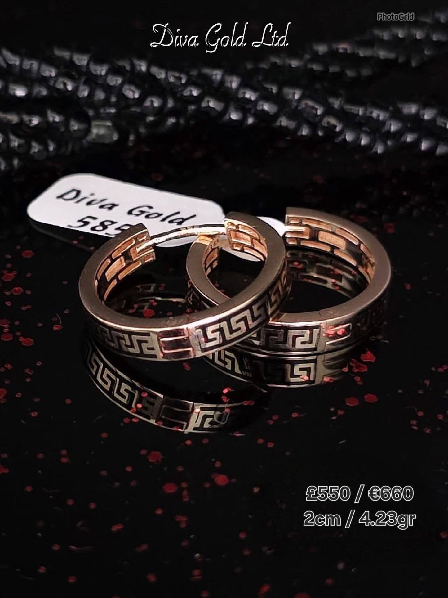 585 Gold Hoop earrings.     2cm / 4.23gr