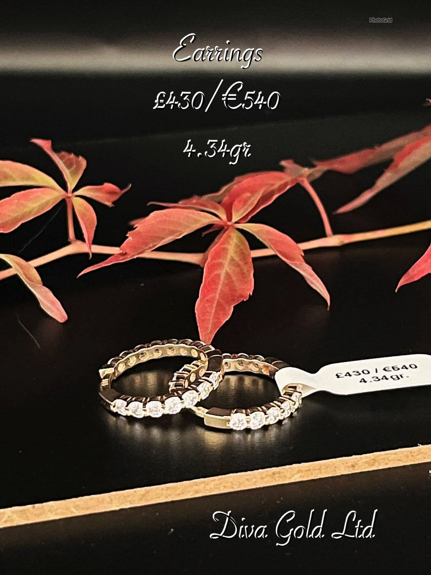 Gold 585 earrings with zircon stones.