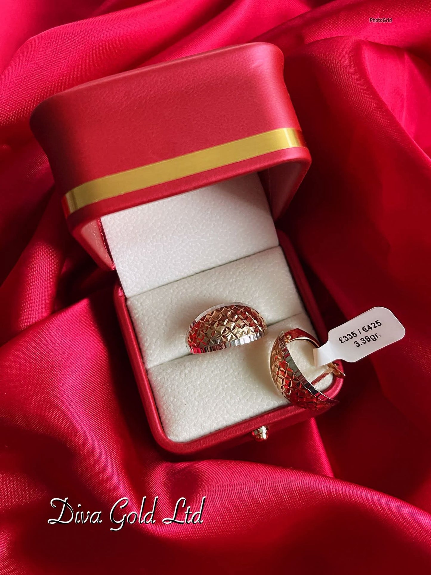 Gold 585 earrings with white gold details.