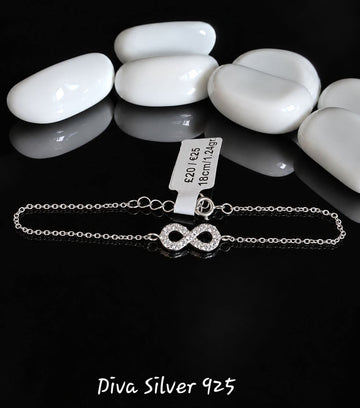 925 Sterling Shinning Infinity Bracelet For Women