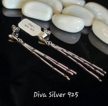 Sterling Silver Long Women Stud Earrings