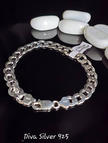 925 Sterling Silver Curb Men's Bracelet