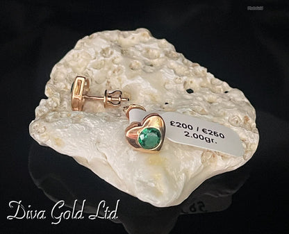 Gold 585 heart studs earrings.