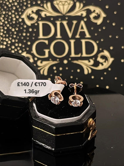 Gold 585 studs earrings with zircon stones