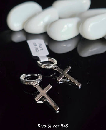 Sterling Silver Cross Women Earrings
