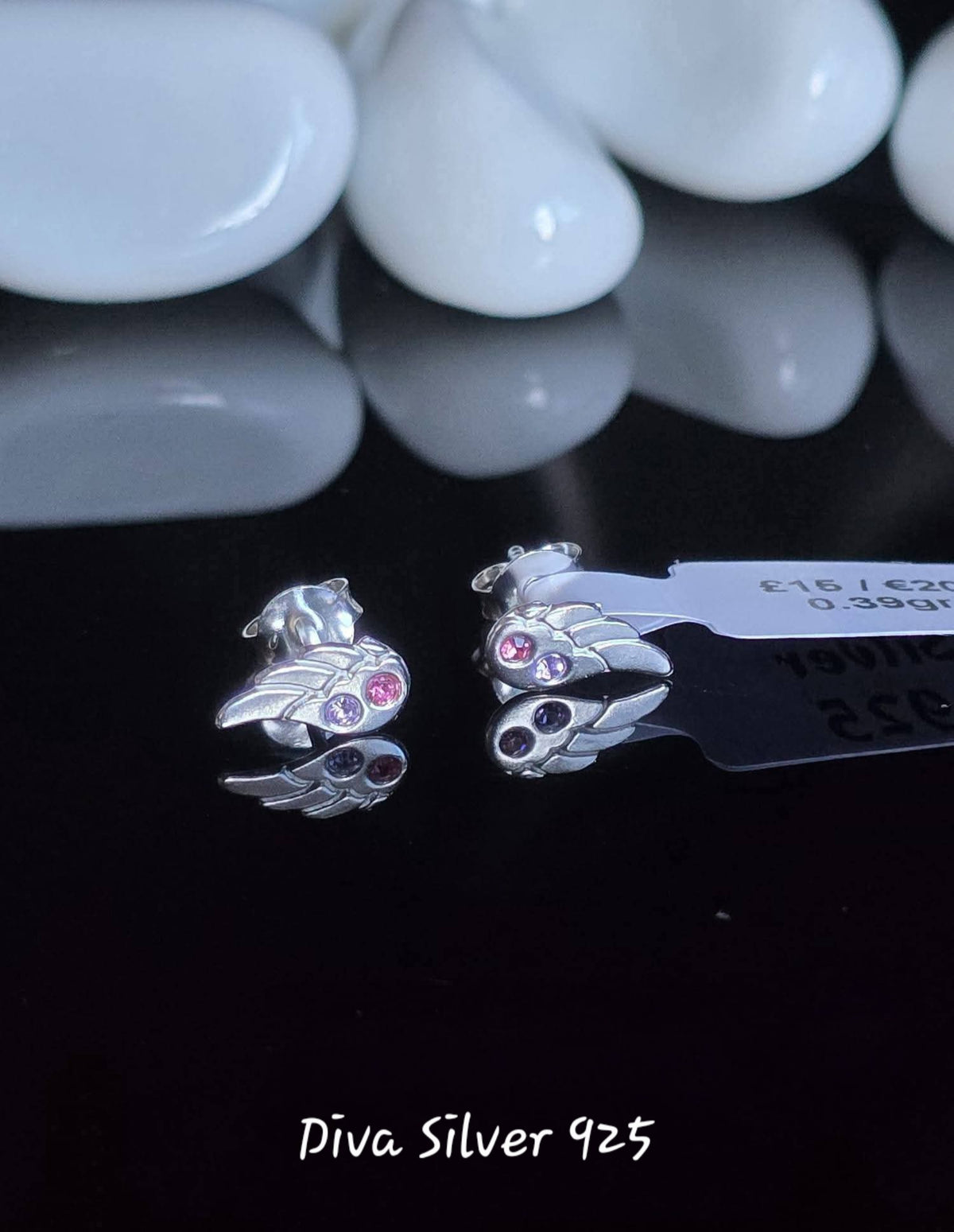 Sterling Silver Wings Stud Earrings