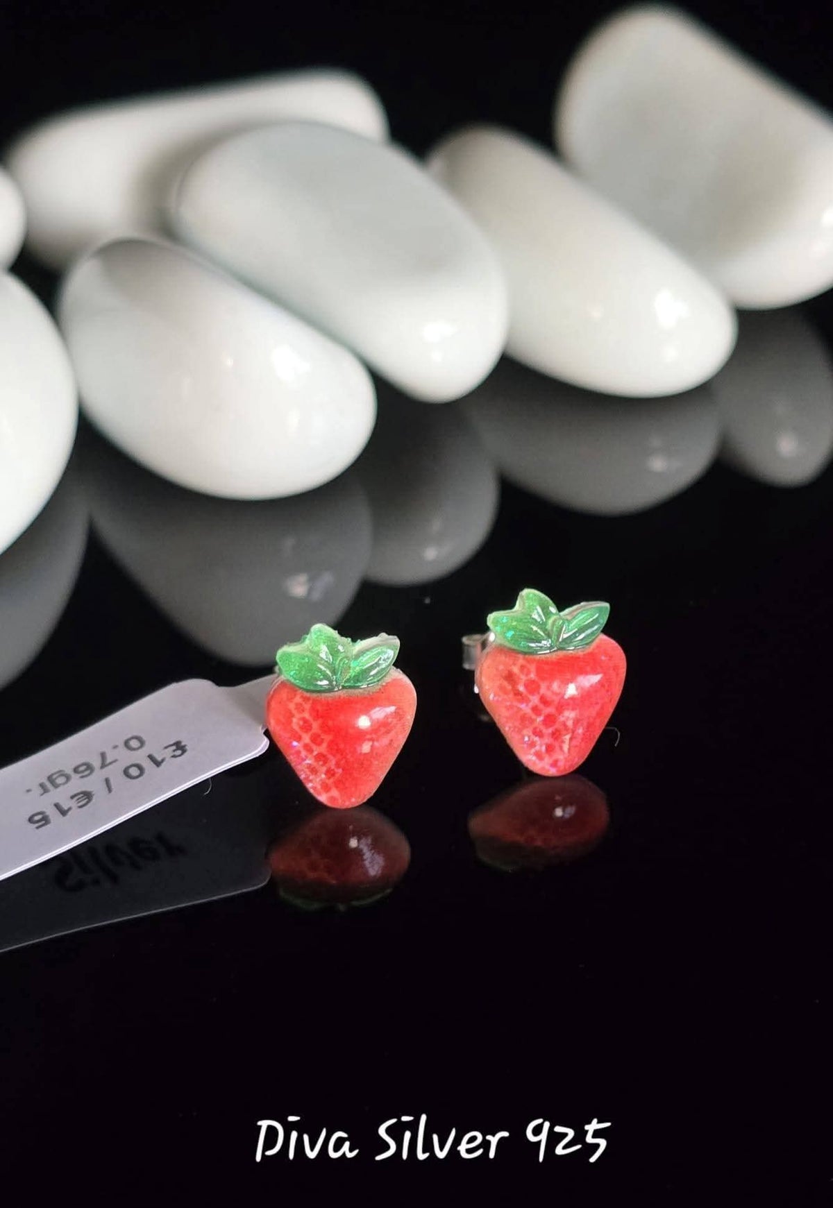 Sterling Silver Strawberry Stud Earrings for Kids