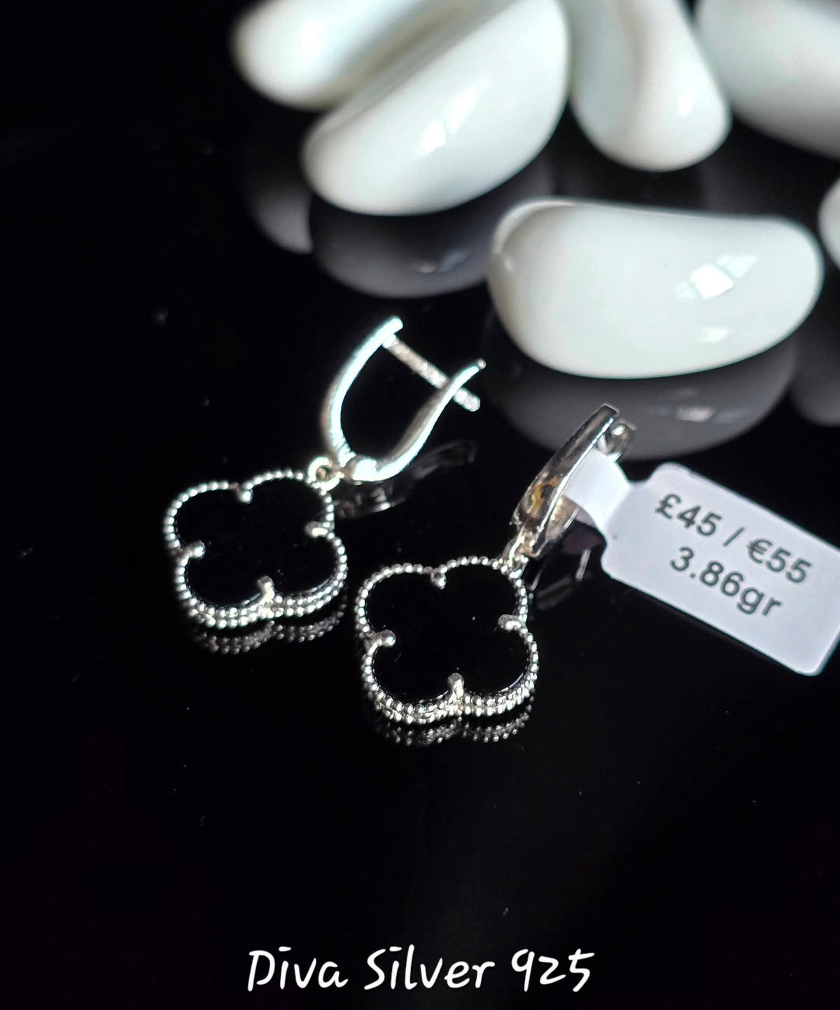 Sterling Silver Clover Women Earrings