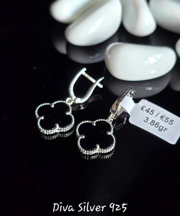 Sterling Silver Clover Women Earrings