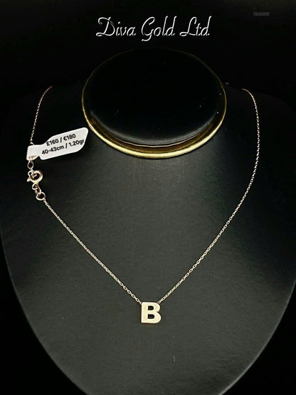 Gold Chain with letter B pendant. 40-43cm