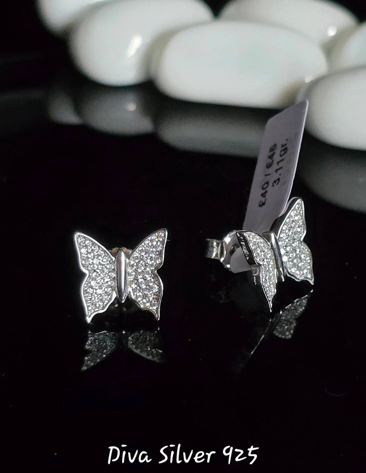 Sterling Silver ButterFly Women Stud Earrings