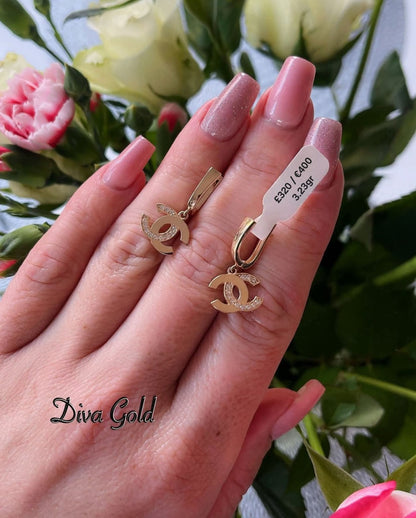 Gold 585 chanel earrings