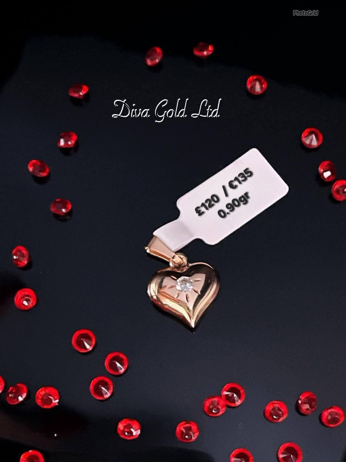 585 Gold heart pendant. 0.90gr