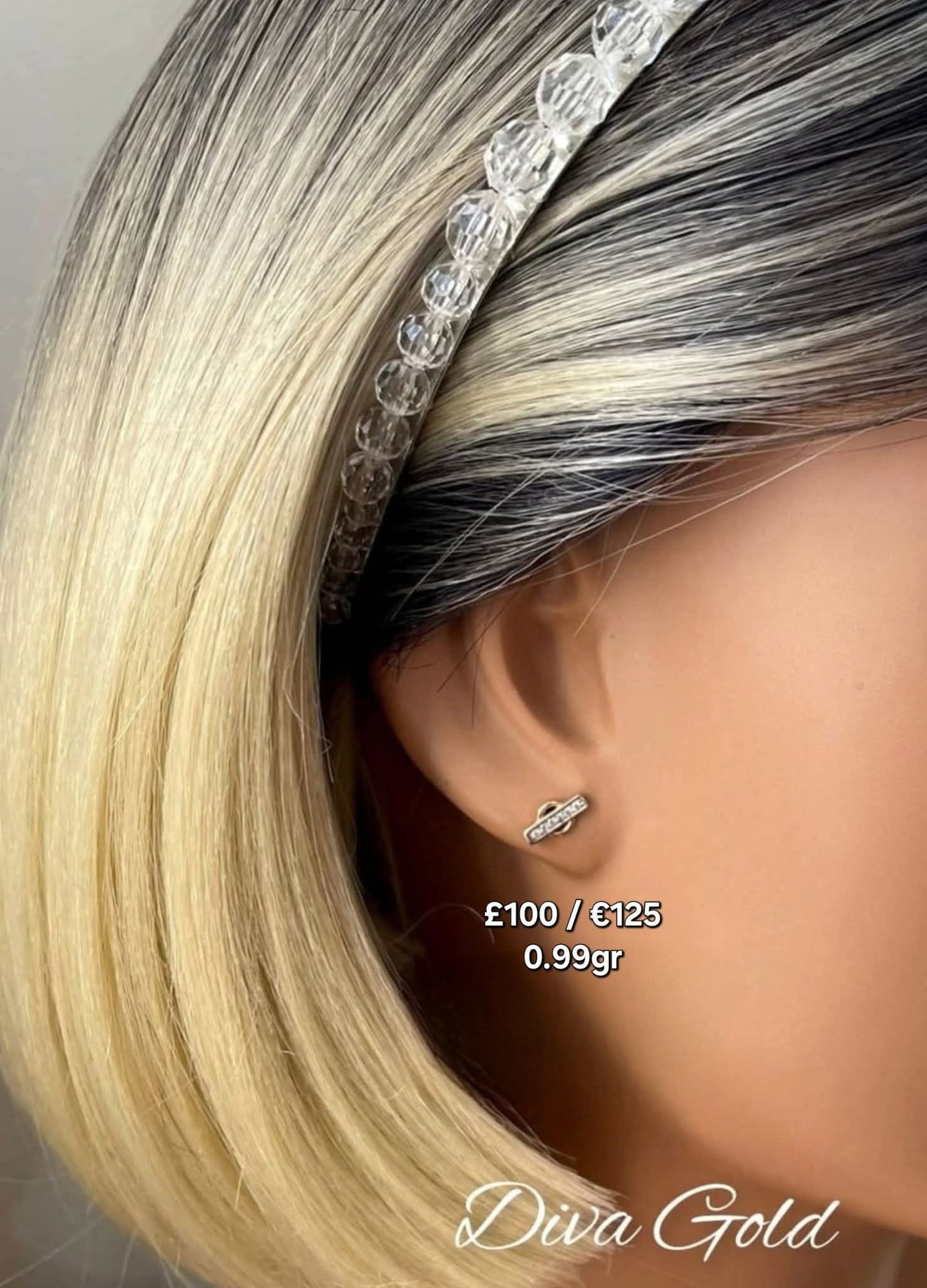 Gold 585 studs earrings with zircon stones