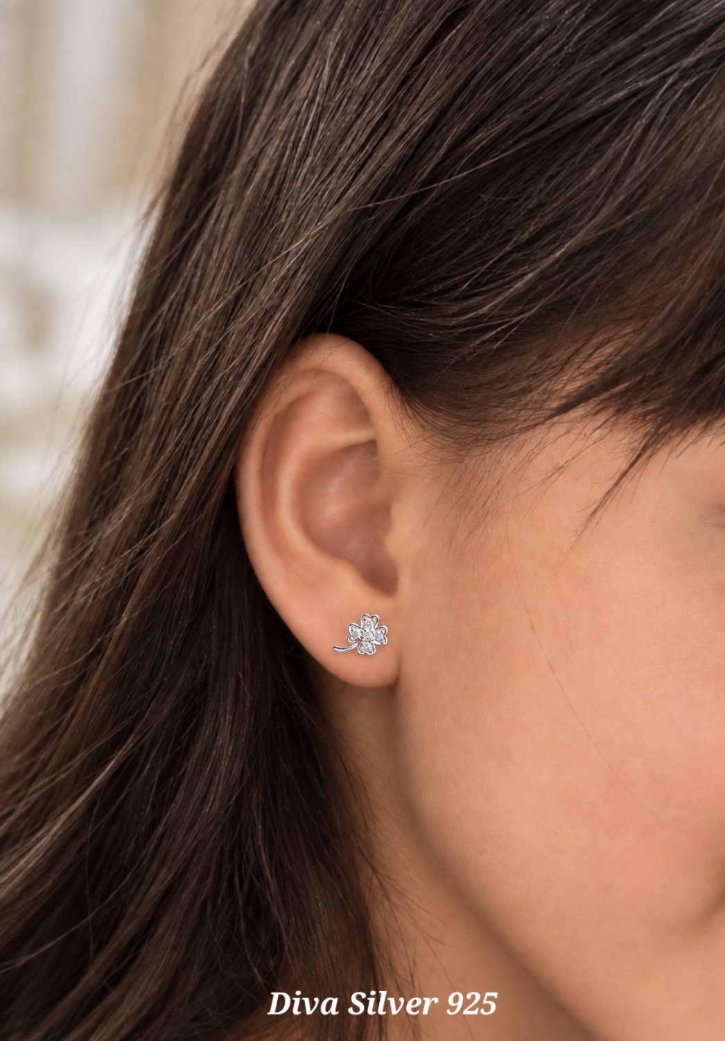 Sterling Silver Clover Stud Earrings