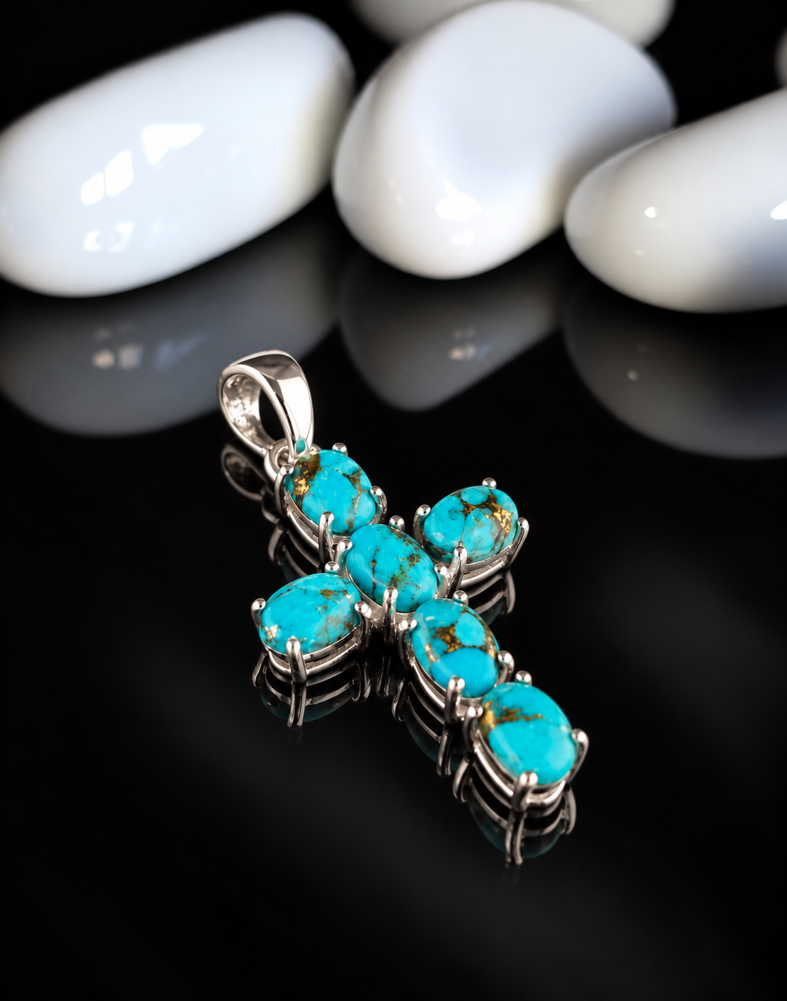925 Sterling Turquoise Cross Pendant