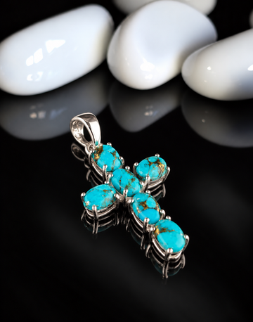 925 Sterling Turquoise Cross Pendant