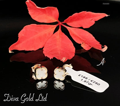 Gold 585 clover studs earrings