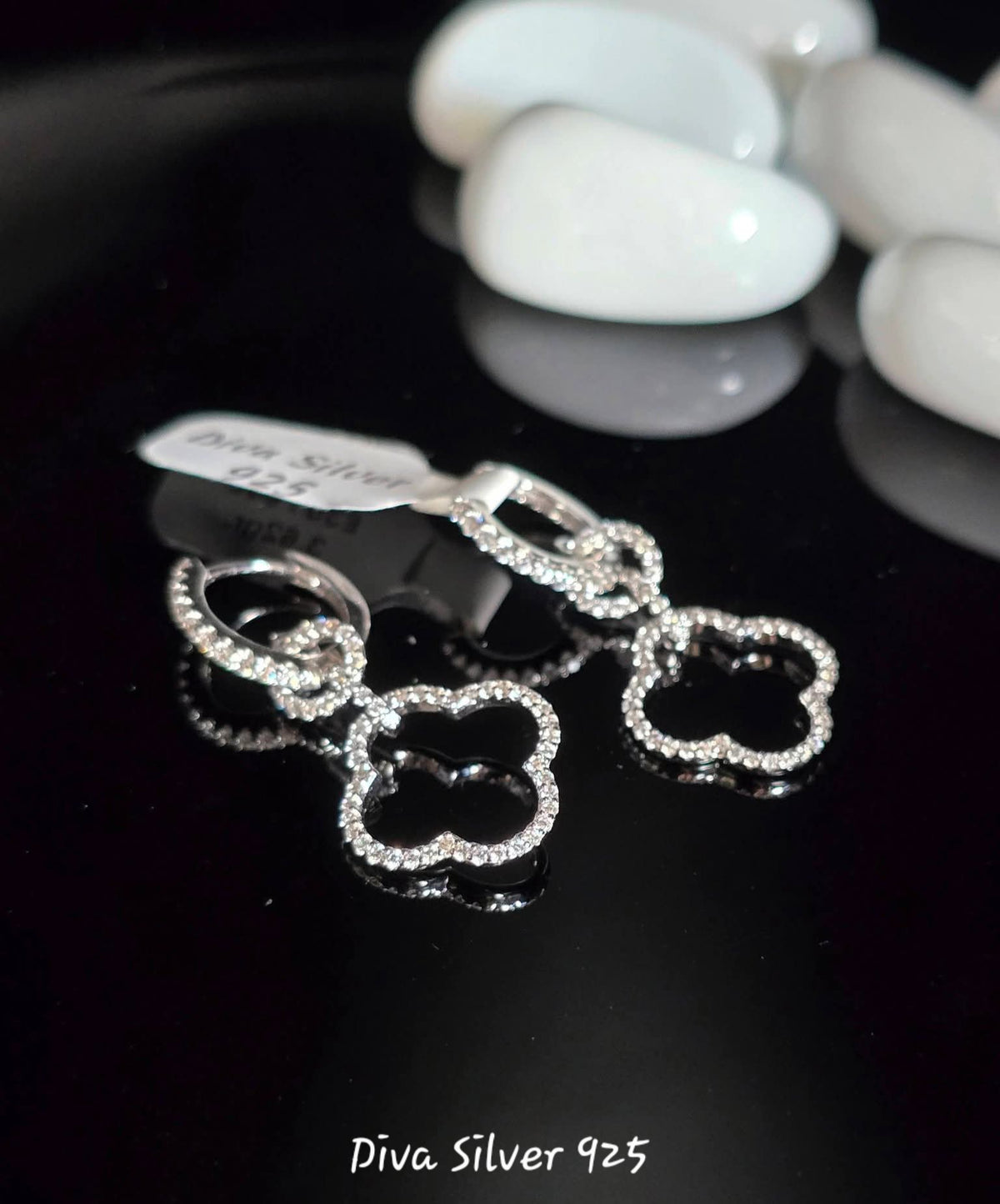 Sterling Silver Clover Women Earrings
