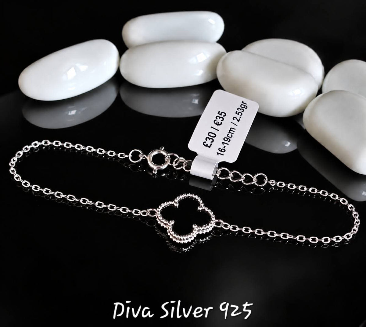 925 Sterling Shinning Black Clover Bracelet For Women