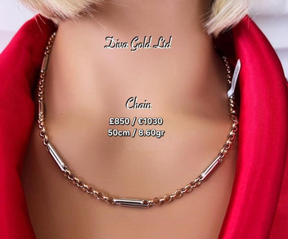 Gold 585 chain 50cm with white gold details