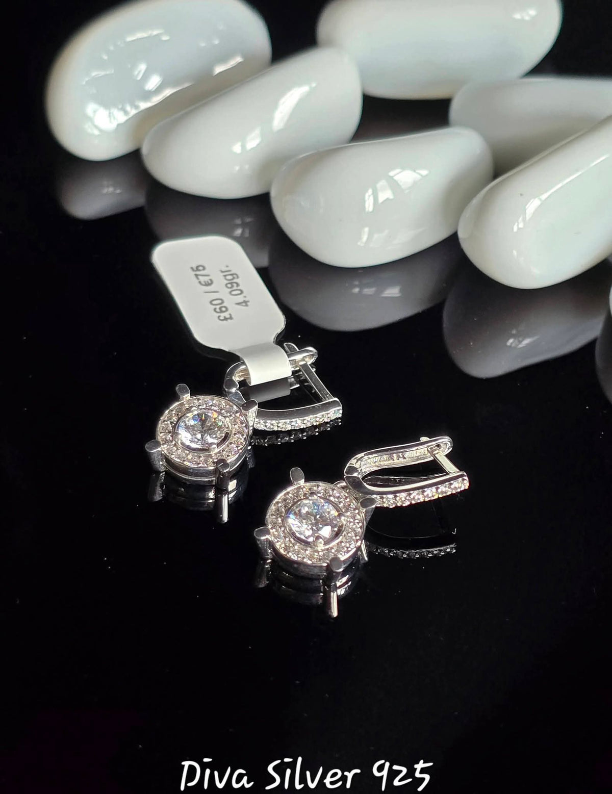 Sterling Silver Round Shining Women Earrings