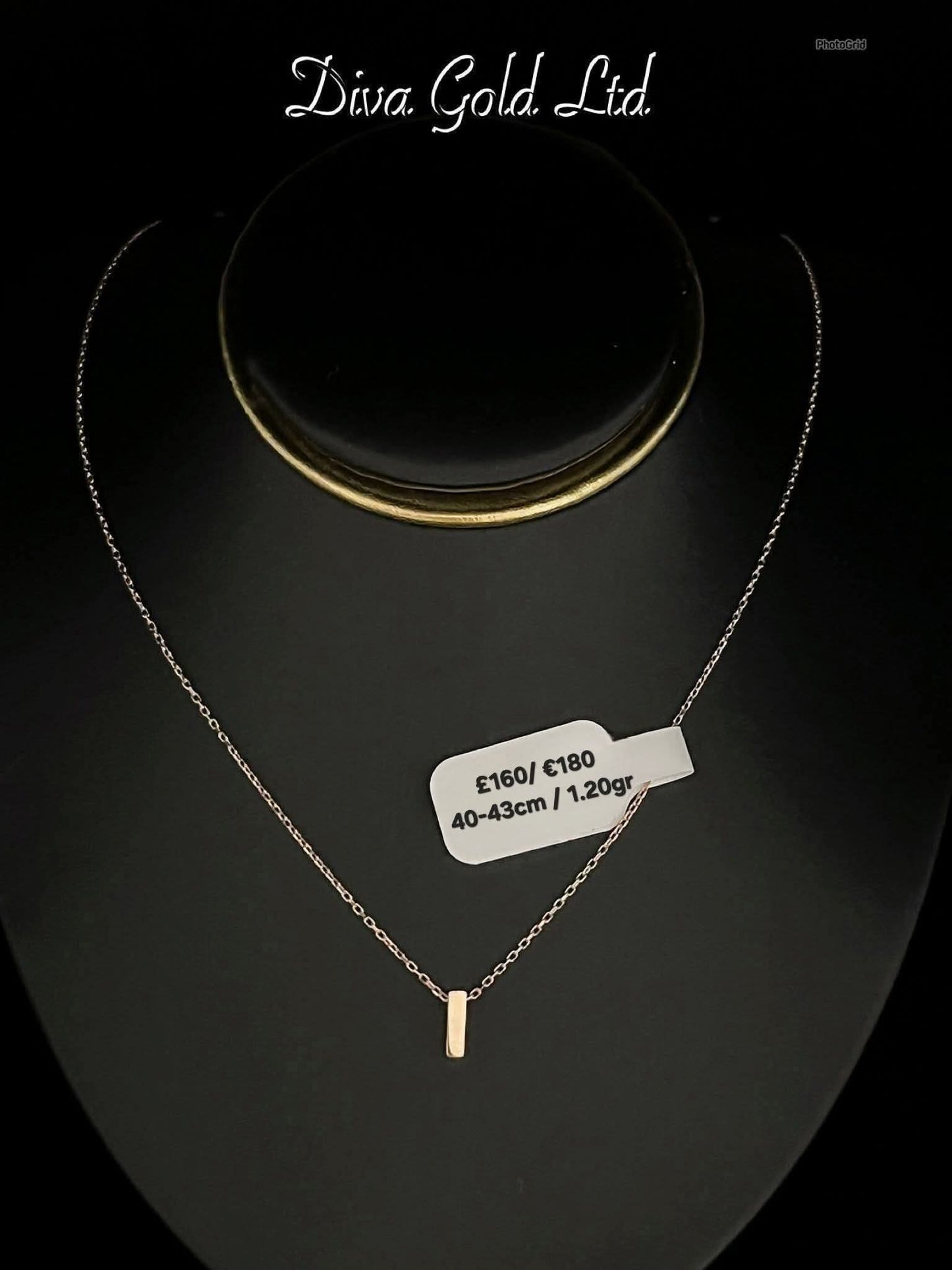 Gold Chain with letter I pendant. 40-43cm
