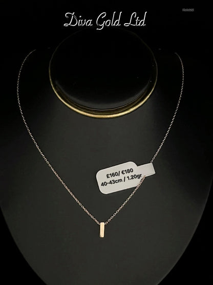 Gold Chain with letter I pendant. 40-43cm