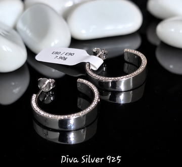 Sterling Silver Half Hoop Women Stud Earrings