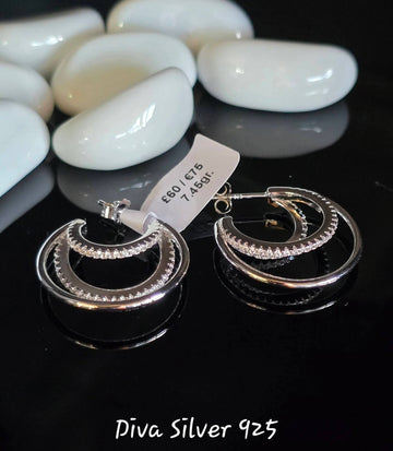 Sterling Silver Multilayer Hoop Women Stud Earrings