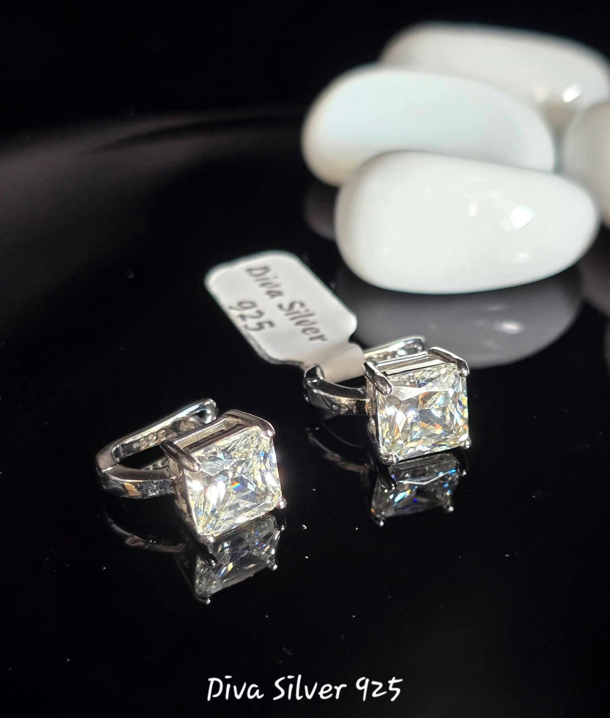 Sterling Silver Cubic Solid Women Earrings