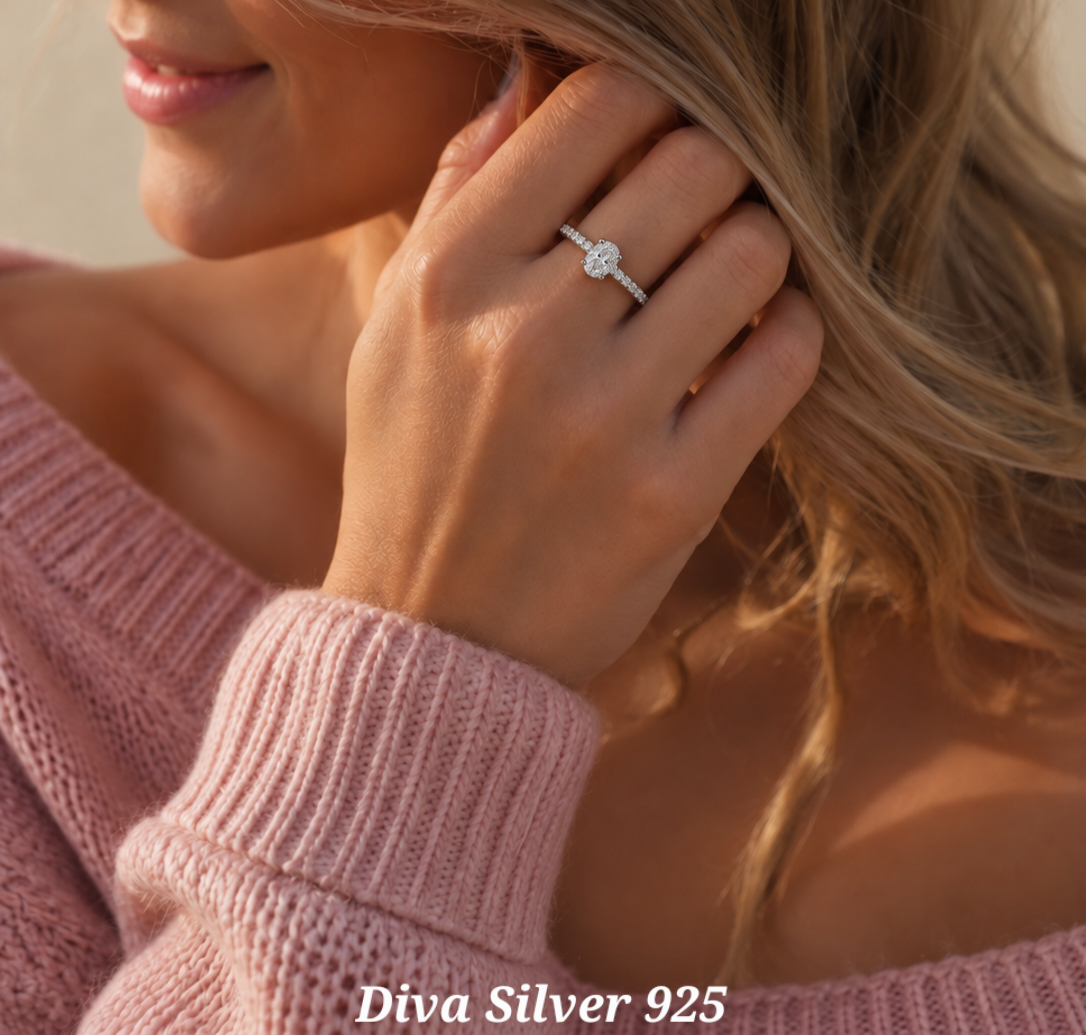 Sterling Silver Shining Oval Ring