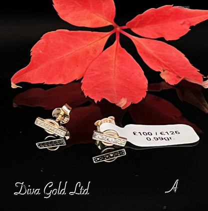 Gold 585 studs earrings with zircon stones