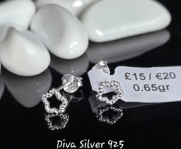 Sterling Silver Stars Stud Earrings