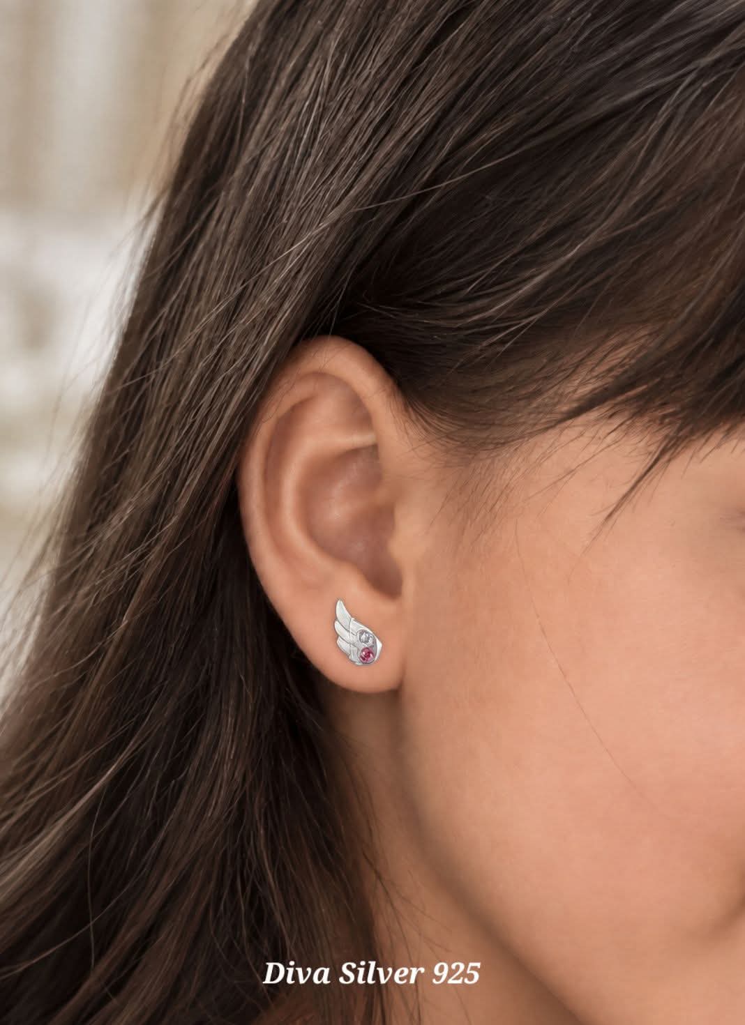 Sterling Silver Wings Stud Earrings