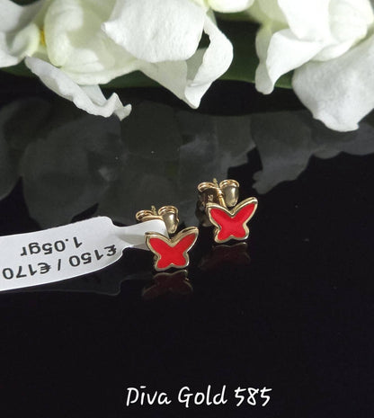 Stud gold earrings.