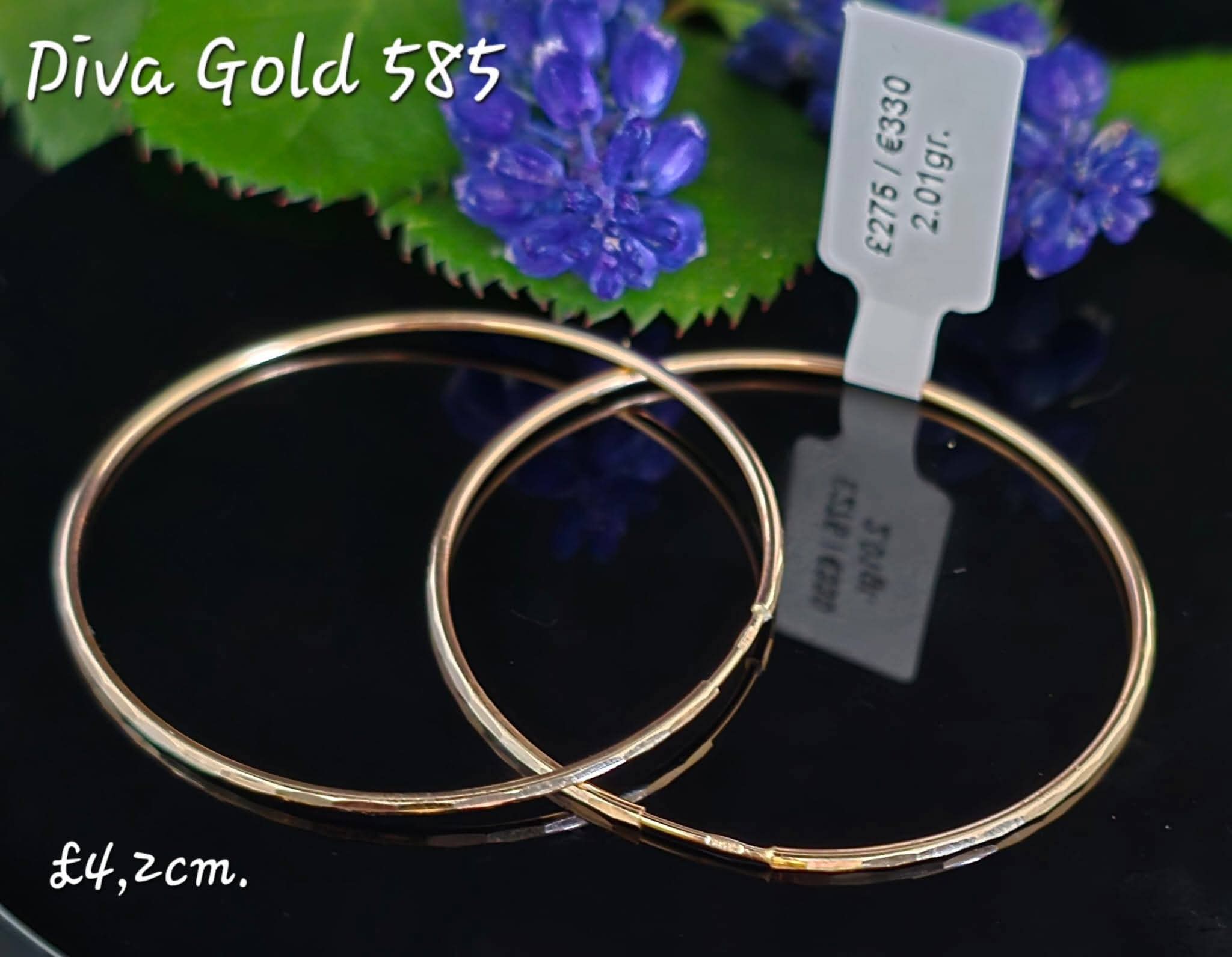 585 Gold hoop earrings. 4.2cm / 2.01gr