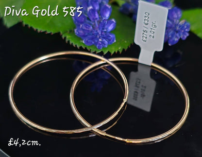 585 Gold hoop earrings. 4.2cm / 2.01gr